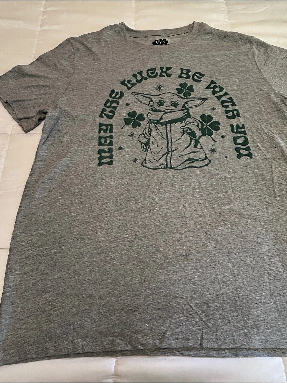 Star Wars Grogu Luck Graphic Tee Gray 3XL